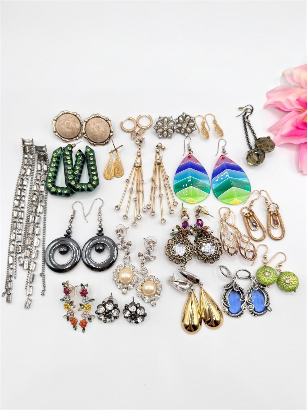 20 Pair Pierced Costume Jewelry Earring Lot Mixed Styles Vintage To Now Reseller